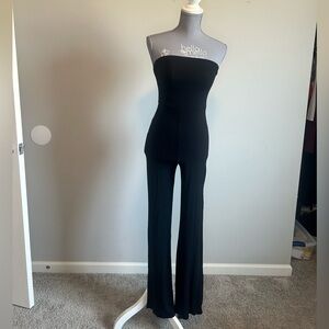 Source Unknown Strapless Black Wide-Leg Jumpsuit